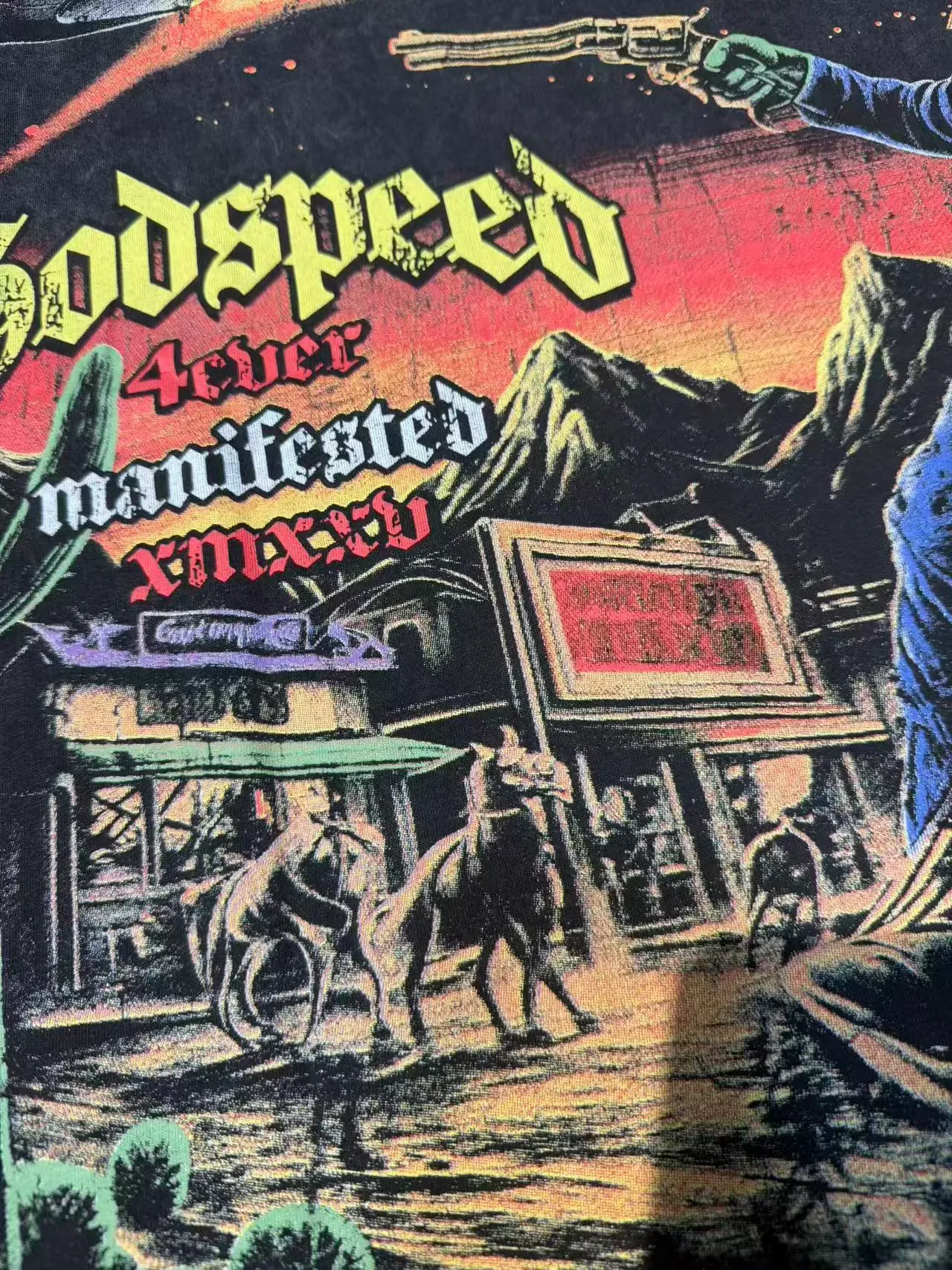 Godspeed Alien Cowboy Graphic Distressed Black T-Shirt 6