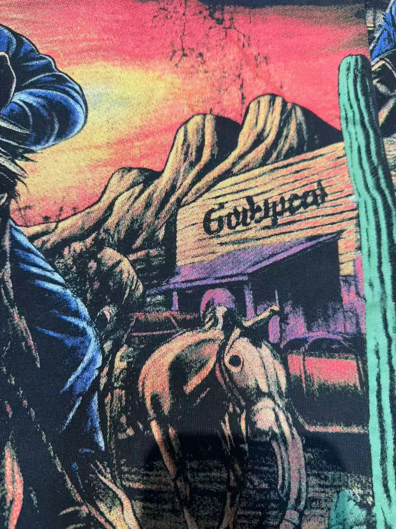 Godspeed Alien Cowboy Graphic Distressed Black T-Shirt 8