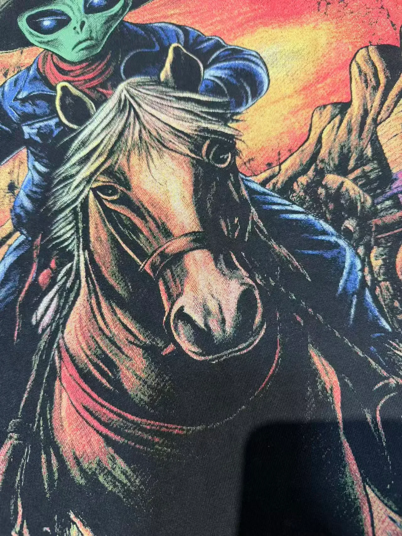 Godspeed Alien Cowboy Graphic Distressed Black T-Shirt 9