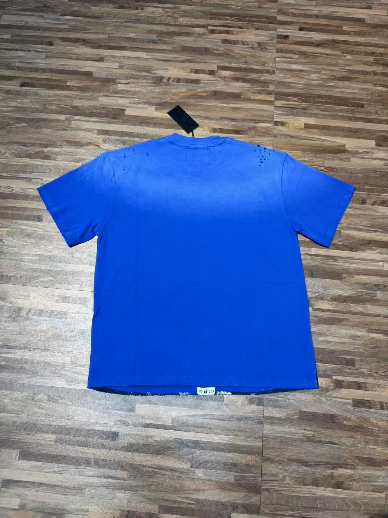 Godspeed Angel Graphic Blue Black Print Distressed Perforations T-Shirt 7