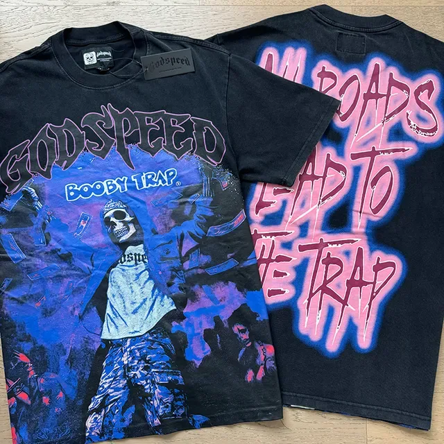 Godspeed Booby Trap Graphic Print Black T-Shirt 4