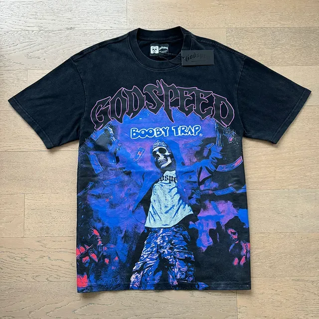 Godspeed Booby Trap Graphic Print Black T-Shirt 5