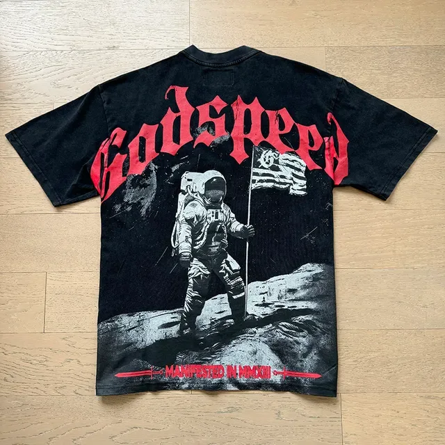 Godspeed Graphic Print Oversized Black T-Shirt 7