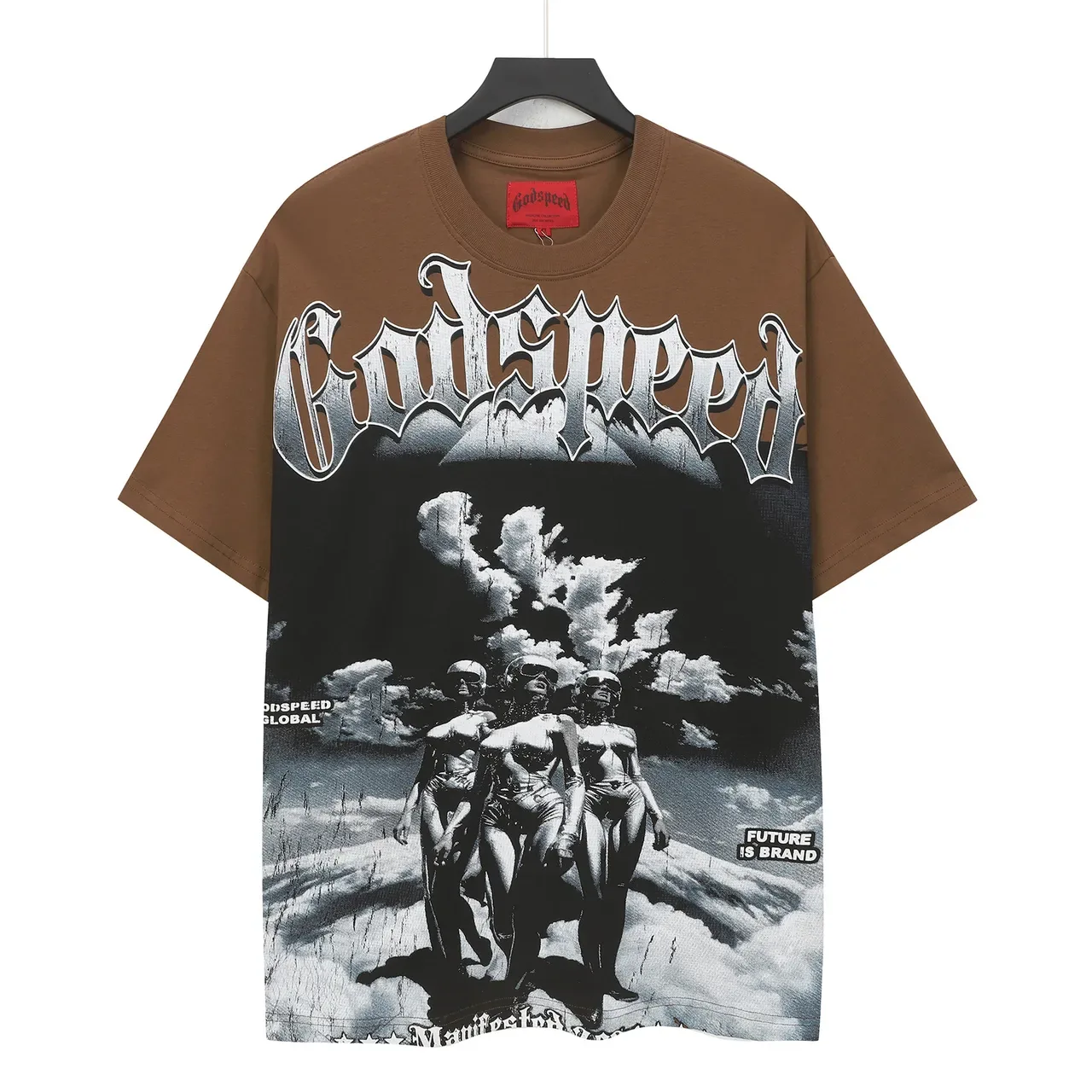 Godspeed Oversized Graphic Print Brown T-Shirt 2