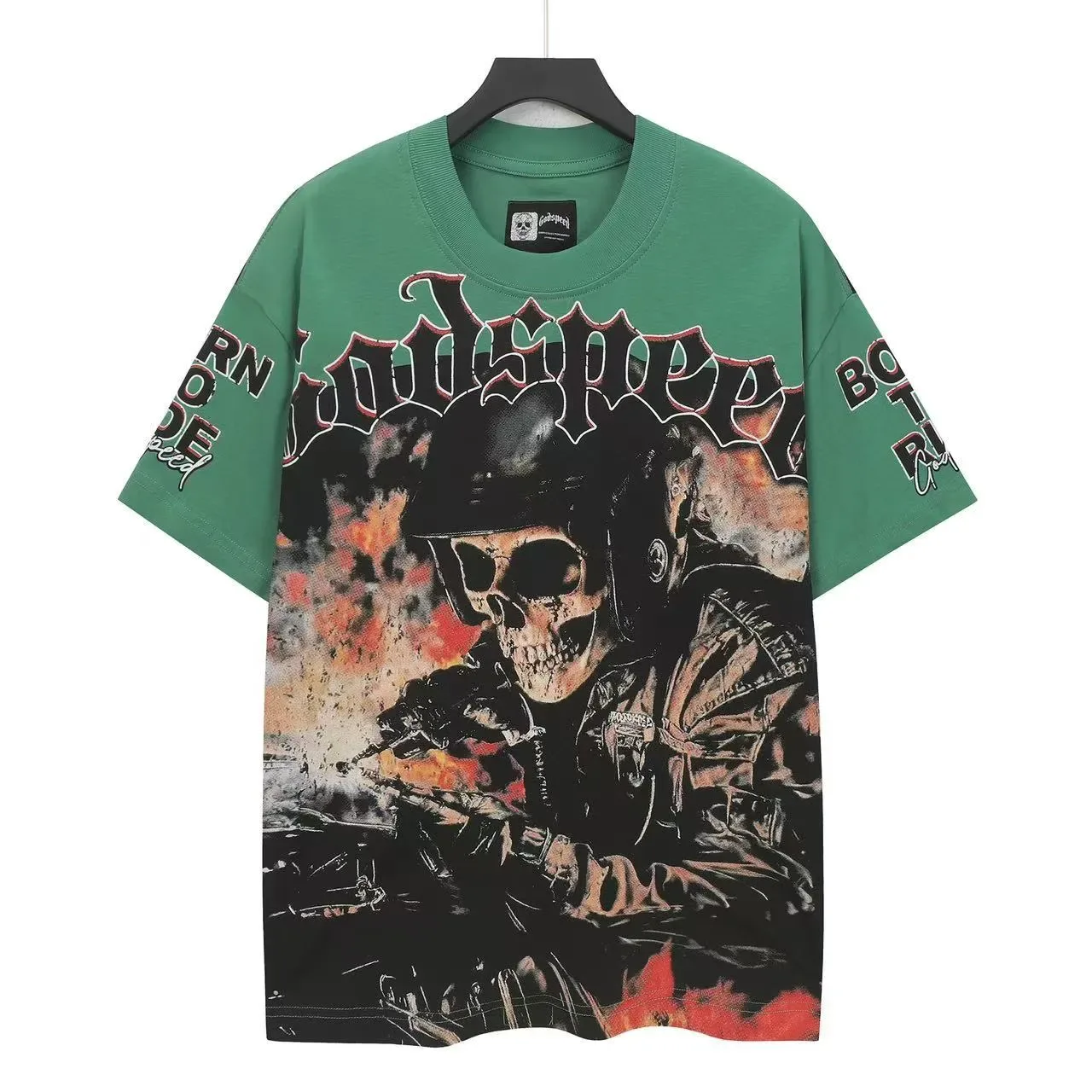 Godspeed Oversized Graphic Print Green Black T-Shirt 2