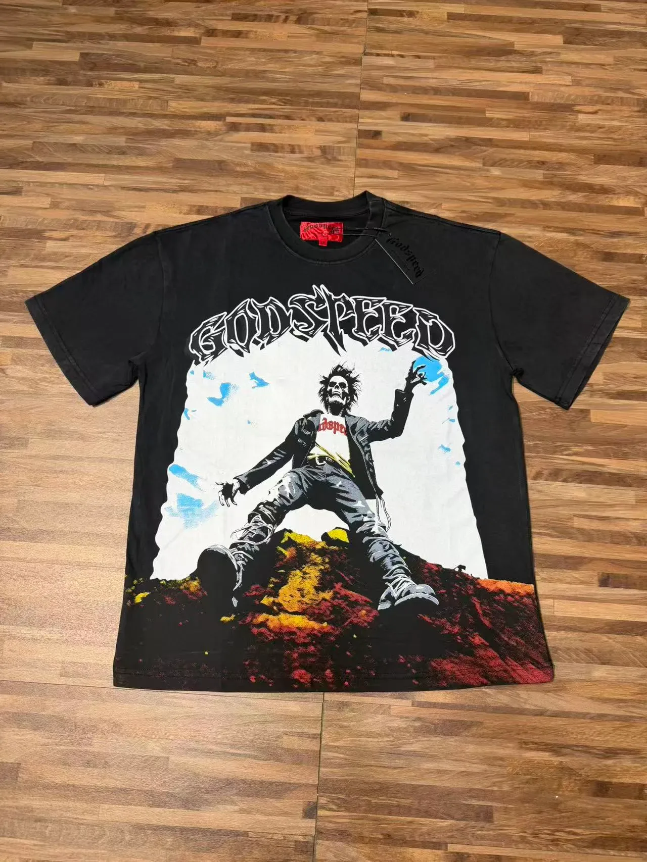 Godspeed Viribus Unum Graphic Print Black T-Shirt 2