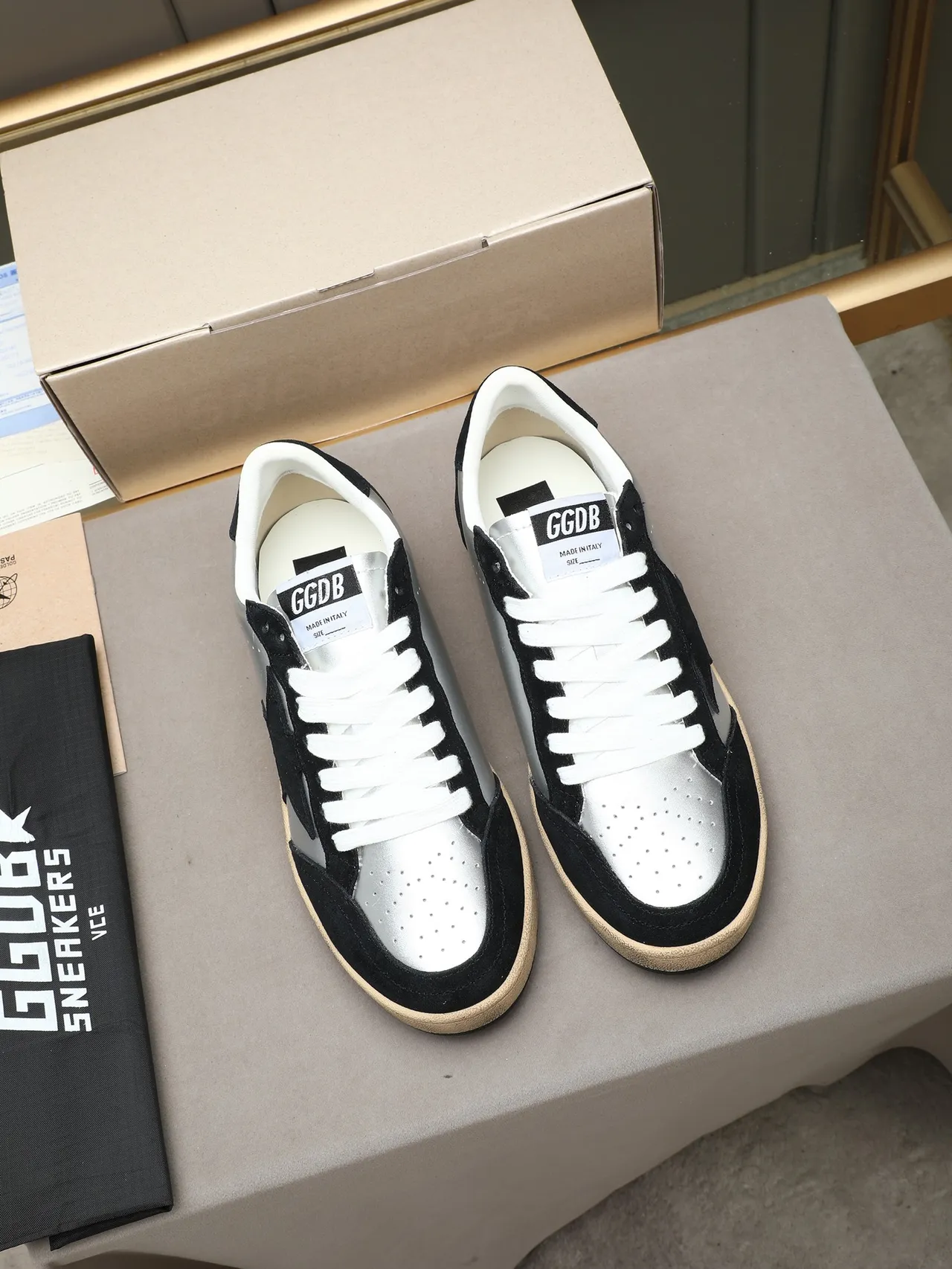 Golden Goose Ball Star Black Silver White Sneakers lifestyle 2