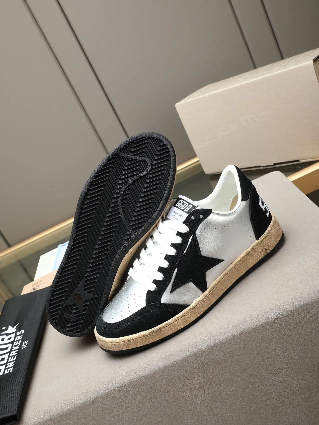 Golden Goose Ball Star Black Silver White Sneakers lifestyle 4