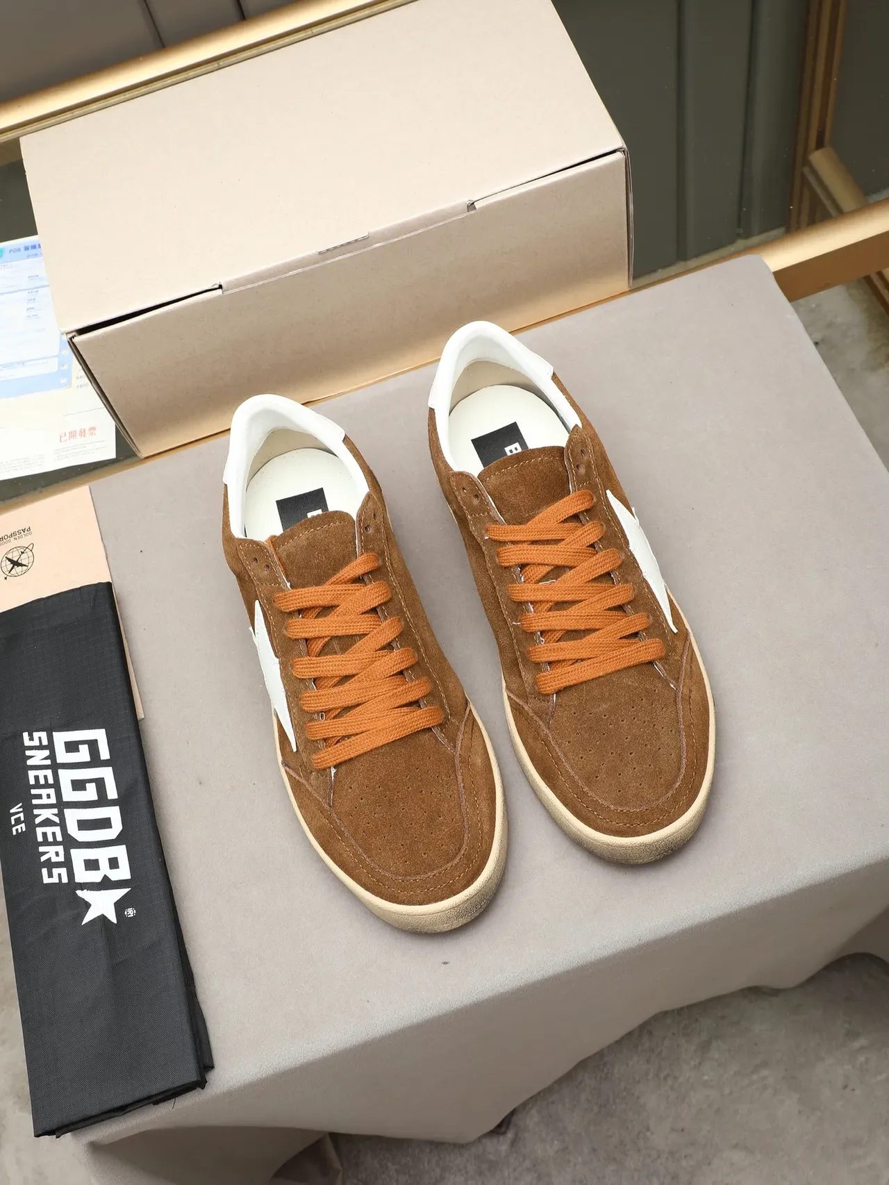 Golden Goose Ball Star Brown Suede White Star Lifestyle Sneakers 2
