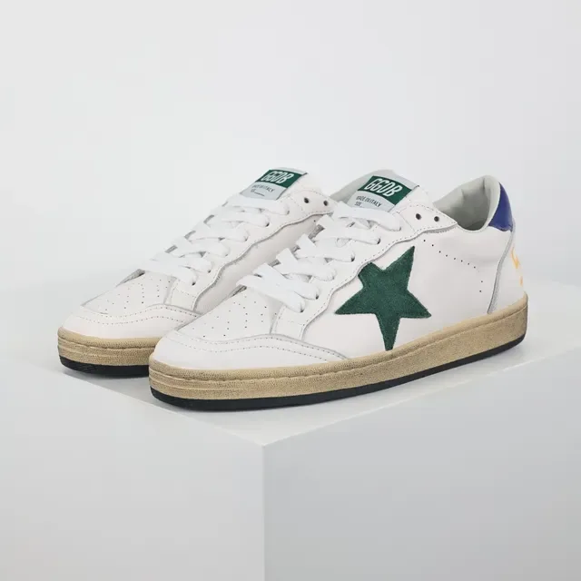 Golden Goose Ball Star White Green Star Blue Heel Lifestyle Sneakers 2