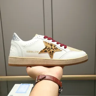 Golden Goose Ball Star White Leopard Star Lifestyle Sneakers