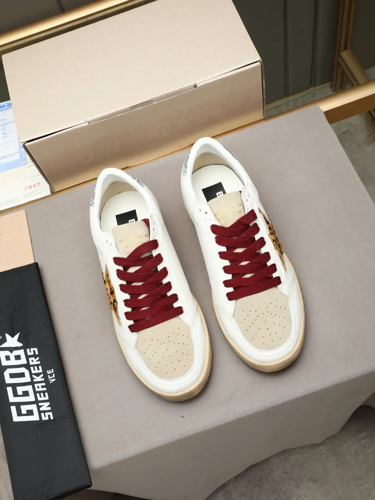 Golden Goose Ball Star White Leopard Star Lifestyle Sneakers 2