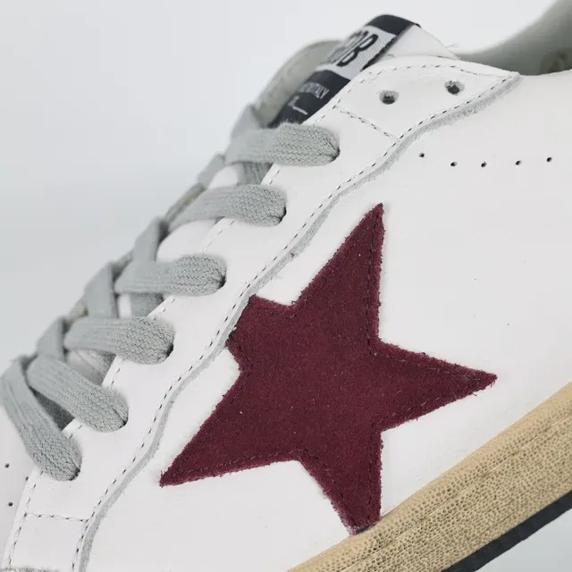 Golden Goose White Burgundy Cracked Leather Upper Star Side Patch Lifestyle Sneakers 6