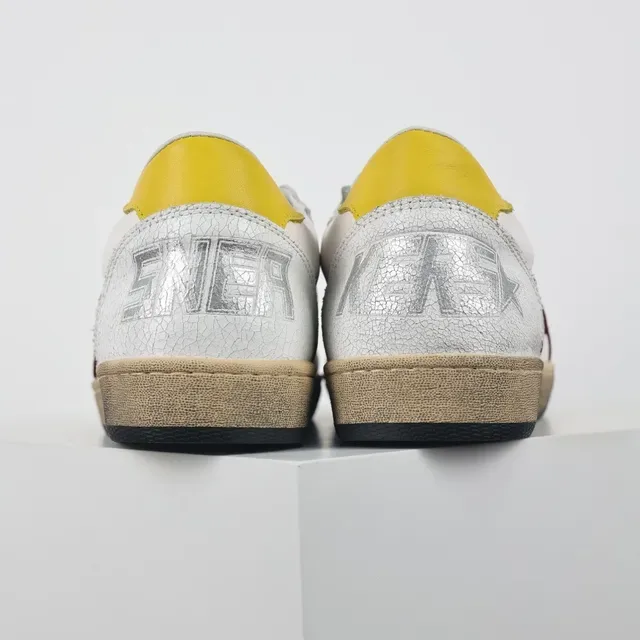 Golden Goose White Burgundy Cracked Leather Upper Star Side Patch Lifestyle Sneakers 8