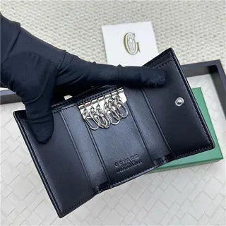 Goyard Keyholder Wallet Blue White Tri-Fold Contrasting Stitching Short Wallet 4