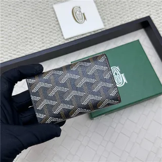 Goyard Keyholder Wallet Blue White Tri-Fold Contrasting Stitching Short Wallet 5