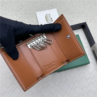 Goyard Keyholder Wallet Blue White Tri-Fold Contrasting Stitching Short Wallet 10