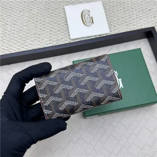 Goyard Keyholder Wallet Blue White Tri-Fold Contrasting Stitching Short Wallet 11