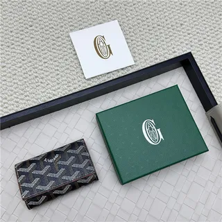 Goyard Keyholder Wallet Blue White Tri-Fold Contrasting Stitching Short Wallet 13