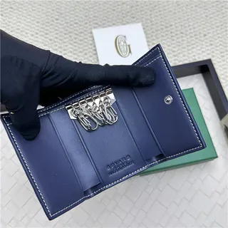 Goyard Keyholder Wallet Blue White Tri-Fold Contrasting Stitching Short Wallet 16