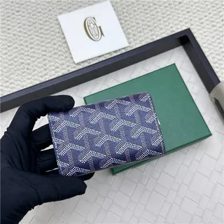 Goyard Keyholder Wallet Blue White Tri-Fold Contrasting Stitching Short Wallet 17