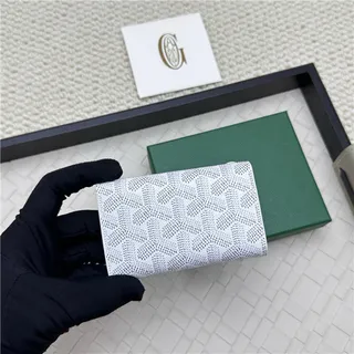 Goyard Keyholder Wallet Blue White Tri-Fold Contrasting Stitching Short Wallet 23