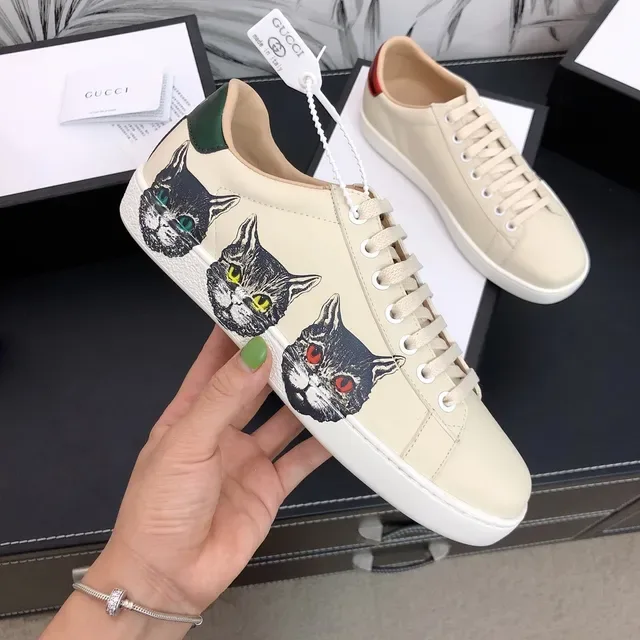 Gucci Ace Cat Print Off-White Lifestyle Sneakers 4