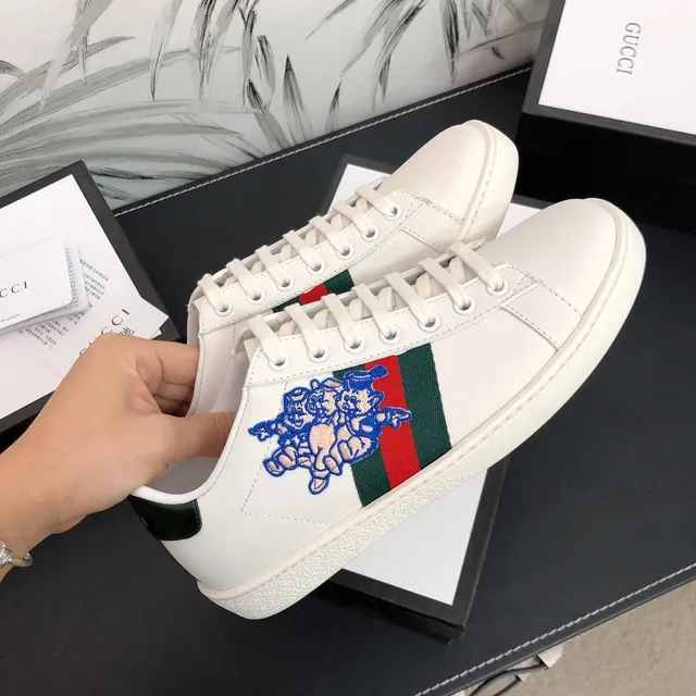 Gucci Ace Embroidered Web Stripe White Lifestyle Sneakers 7