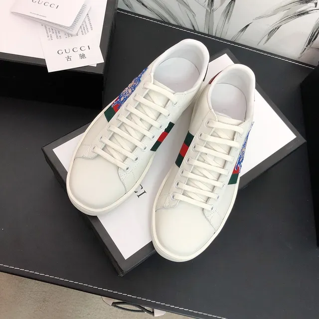 Gucci Ace Embroidered Web Stripe White Lifestyle Sneakers 9