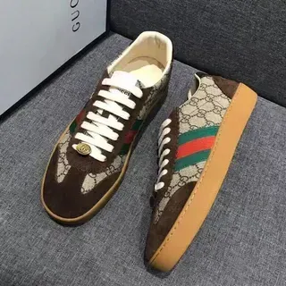 Gucci Ace GG Monogram Canvas and Suede Web Stripe Lifestyle Sneakers