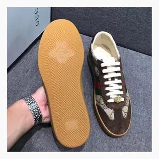 Gucci Ace GG Monogram Canvas and Suede Web Stripe Lifestyle Sneakers 2