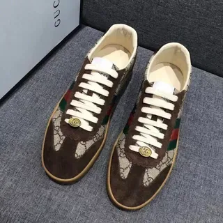 Gucci Ace GG Monogram Canvas and Suede Web Stripe Lifestyle Sneakers 3