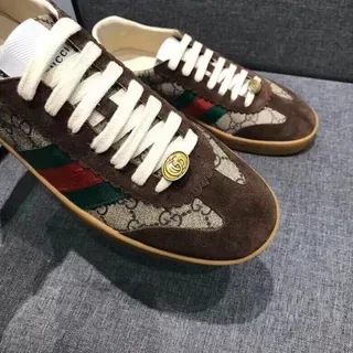 Gucci Ace GG Monogram Canvas and Suede Web Stripe Lifestyle Sneakers 5
