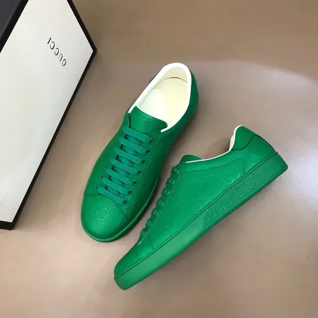 Gucci Ace Green Perforated Leather Lifestyle Sneakers 2