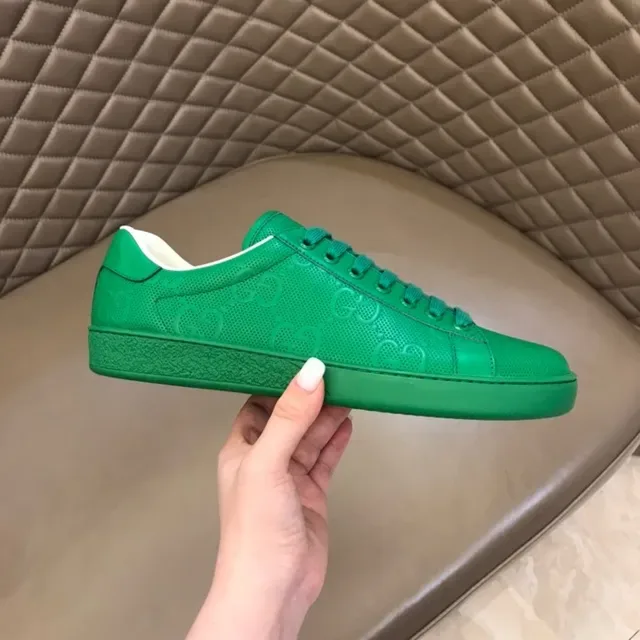 Gucci Ace Green Perforated Leather Lifestyle Sneakers 3