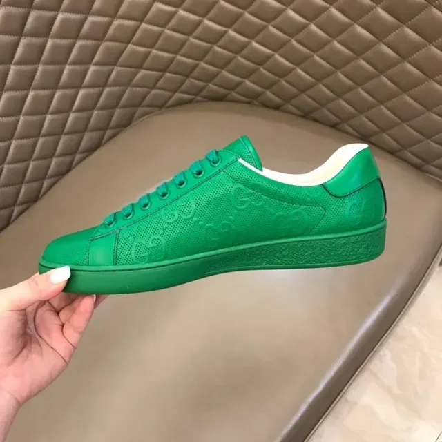 Gucci Ace Green Perforated Leather Lifestyle Sneakers 4