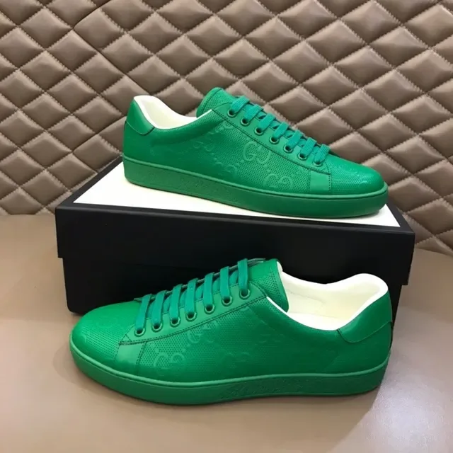 Gucci Ace Green Perforated Leather Lifestyle Sneakers 5