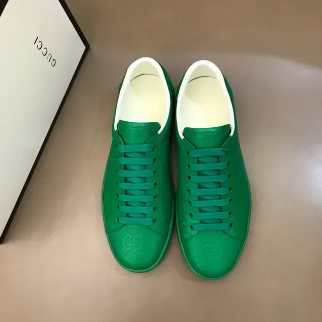 Gucci Ace Green Perforated Leather Lifestyle Sneakers 6