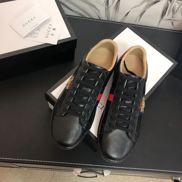 Gucci Ace Tiger Black Red Web Stripe Lifestyle Sneakers 4