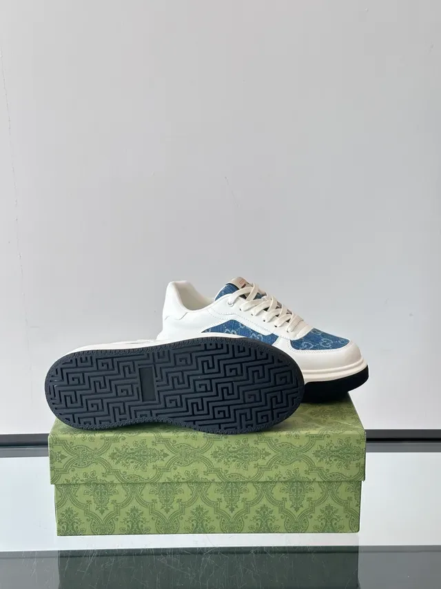 Gucci Ace Branco e Azul GG Monogram Lifestyle Sneakers 2