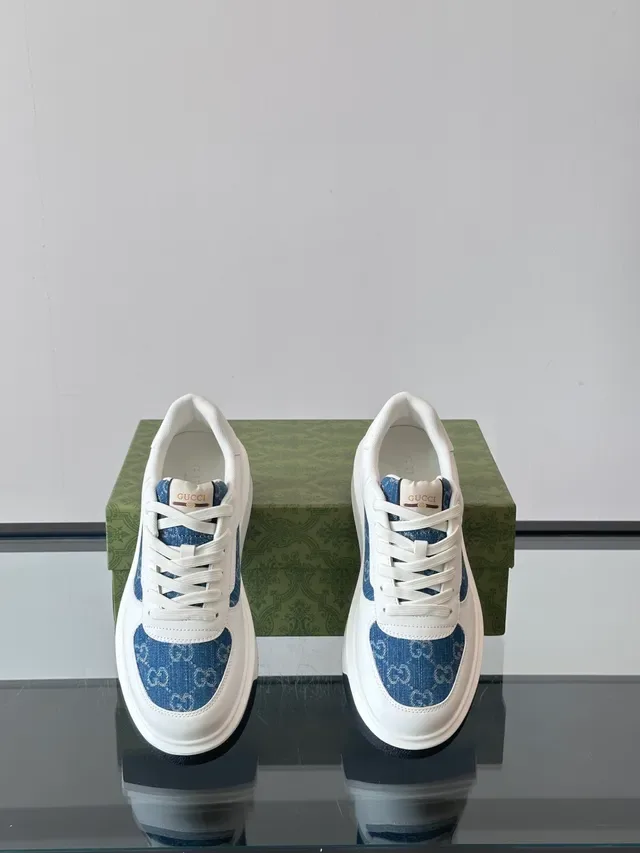 Gucci Ace Branco e Azul GG Monogram Lifestyle Sneakers 3