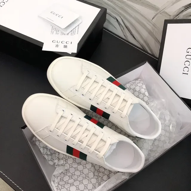 Gucci Ace أبيض أخضر أحمر Web Stripe سنيكرز لايف ستايل 6
