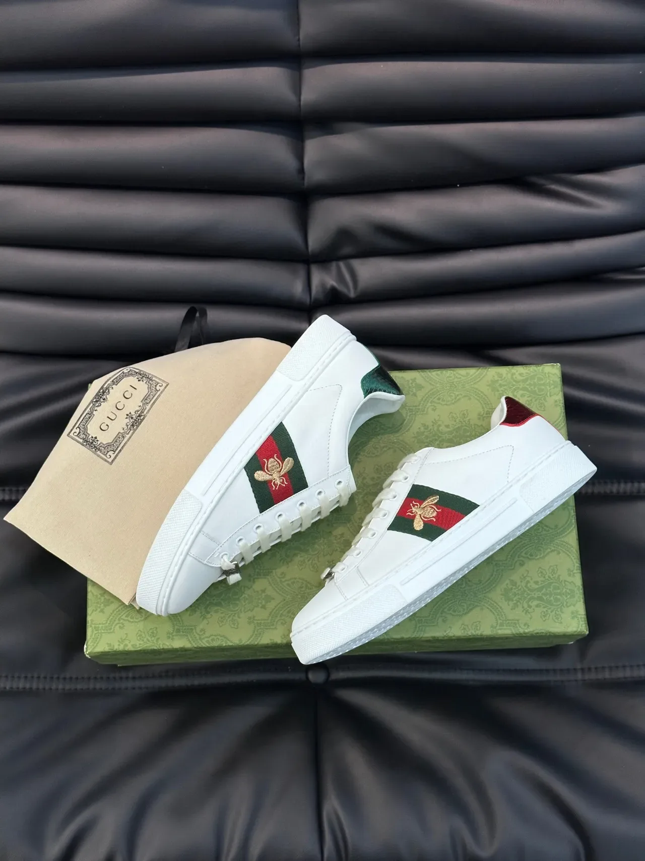 Gucci Ace White Leather Web Stripe Bee Embroidery Lifestyle Sneakers 3