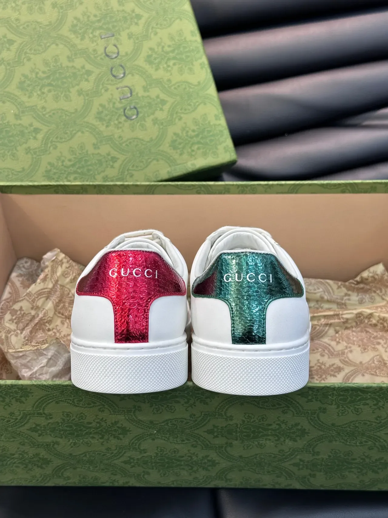 Gucci Ace White Leather Web Stripe Bee Embroidery Lifestyle Sneakers 6