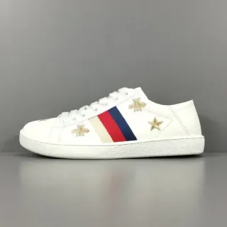 Gucci Ace White Web Stripe Bee Star Embroidery Lifestyle Sneakers