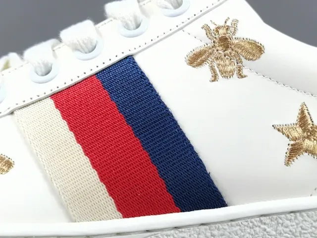 Gucci Ace White Web Stripe Bee Star Embroidery Lifestyle Sneakers 3