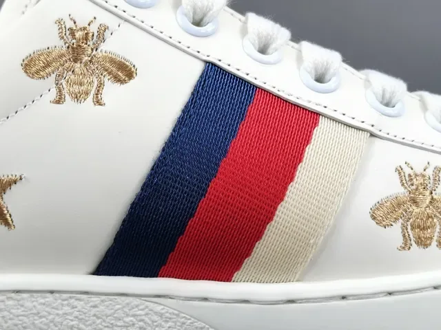 Gucci Ace White Web Stripe Bee Star Embroidery Lifestyle Sneakers 6