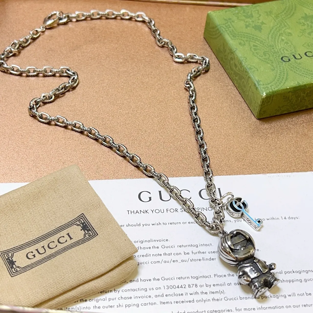 Gucci Astronaut and GG Key Charm Necklace 4
