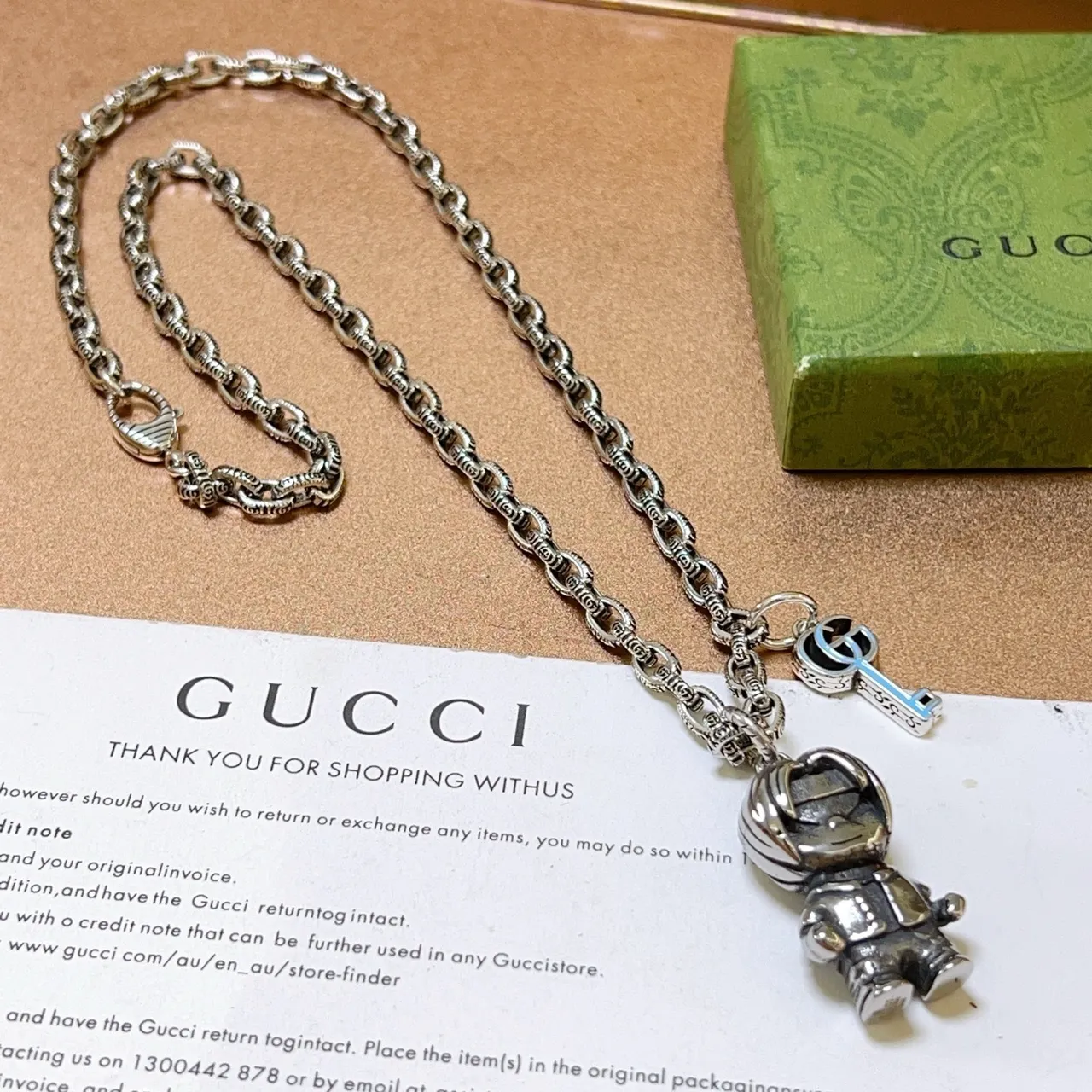 Gucci Astronaut and GG Key Charm Necklace 6