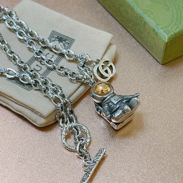 Gucci Astronaut Charm Silver Chain Necklace 2